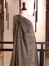 Royal Fashion Embroidered Woolen Shawls - RF25SH A6J063 Dark Green & Beige